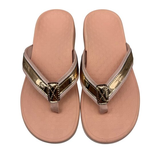Vionic Tide II Rose Gold Toe Post Supportive Comfort Flip Flops Women sz 7 - Picture 1 of 10